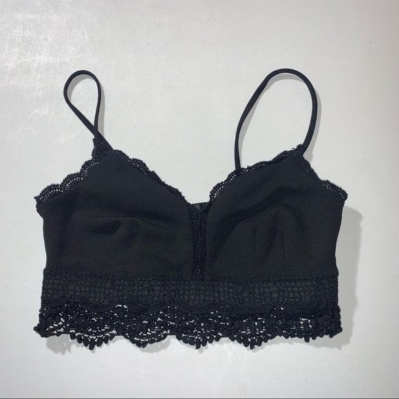 3/$30 Dynamite Crochet Crop Top Jet Black Bralette - Picture 10 of 15